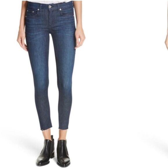 Rag & Bone Modele In Olive Harrow Skinny Raw Hem Jeans Size 29 - Picture 13 of 13